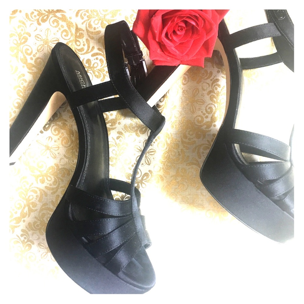Michael Kors Black Catalina Satin Ankle Strap